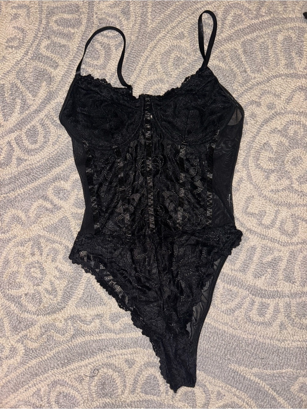 Black Lace Bodysuit Top - Women